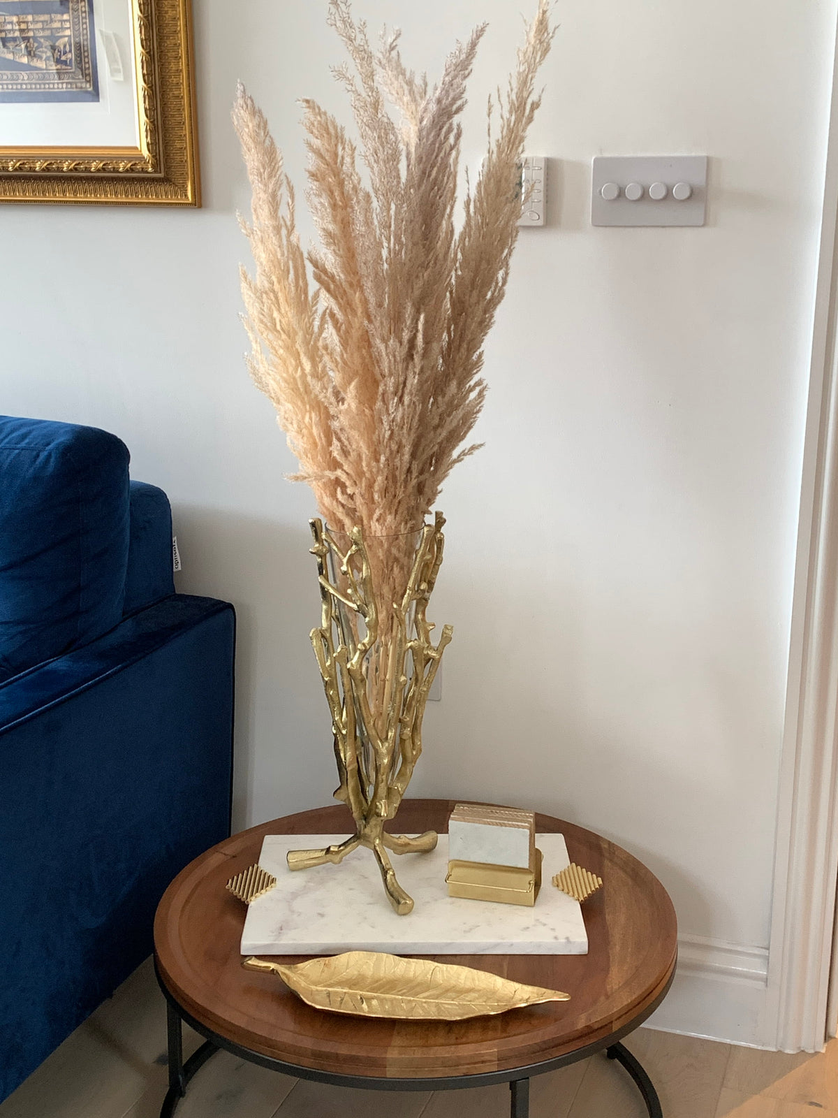Gold Floral Vase with Removable Glass Insert - High Class Touch