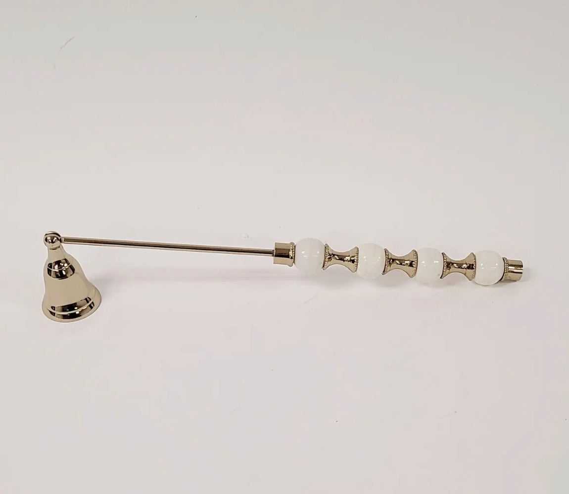 Gold Candle Snuffer White and Gold Beaded Stem