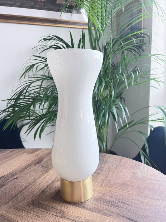 White Glass Decorative Vase with Gold Base