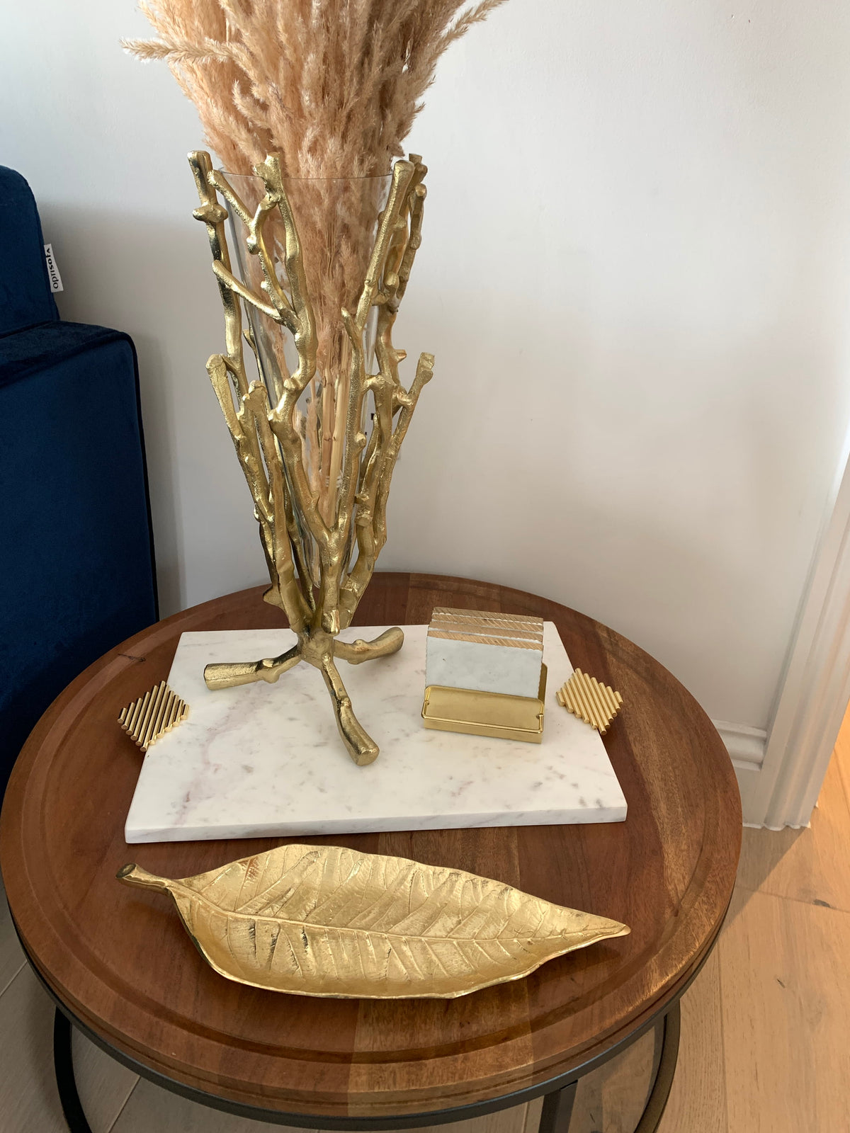 Gold Floral Vase with Removable Glass Insert - High Class Touch