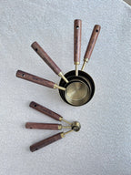 8 Gold Measuring Cups and Scoops with Wooden Handle Set - High Class Touch