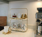 Gold marble leaf cake stand set | Luxury tableware UK
