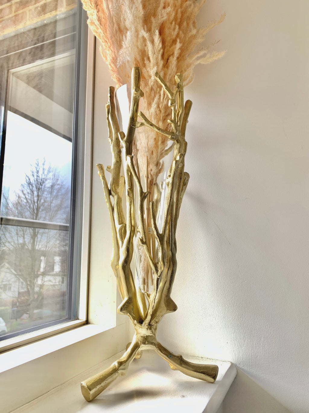 Gold Floral Vase with Removable Glass Insert - High Class Touch