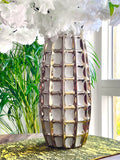Large White and Gold Square Design Decorative Vase-High Class Touch