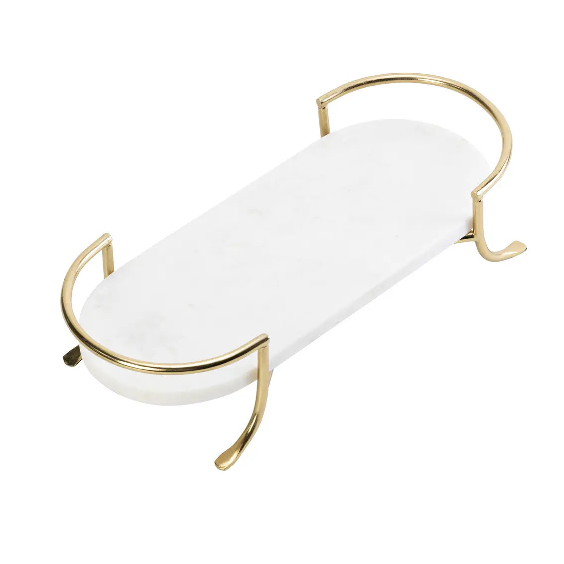 PRE-ORDER Oval Marble Tray with Gold Stand