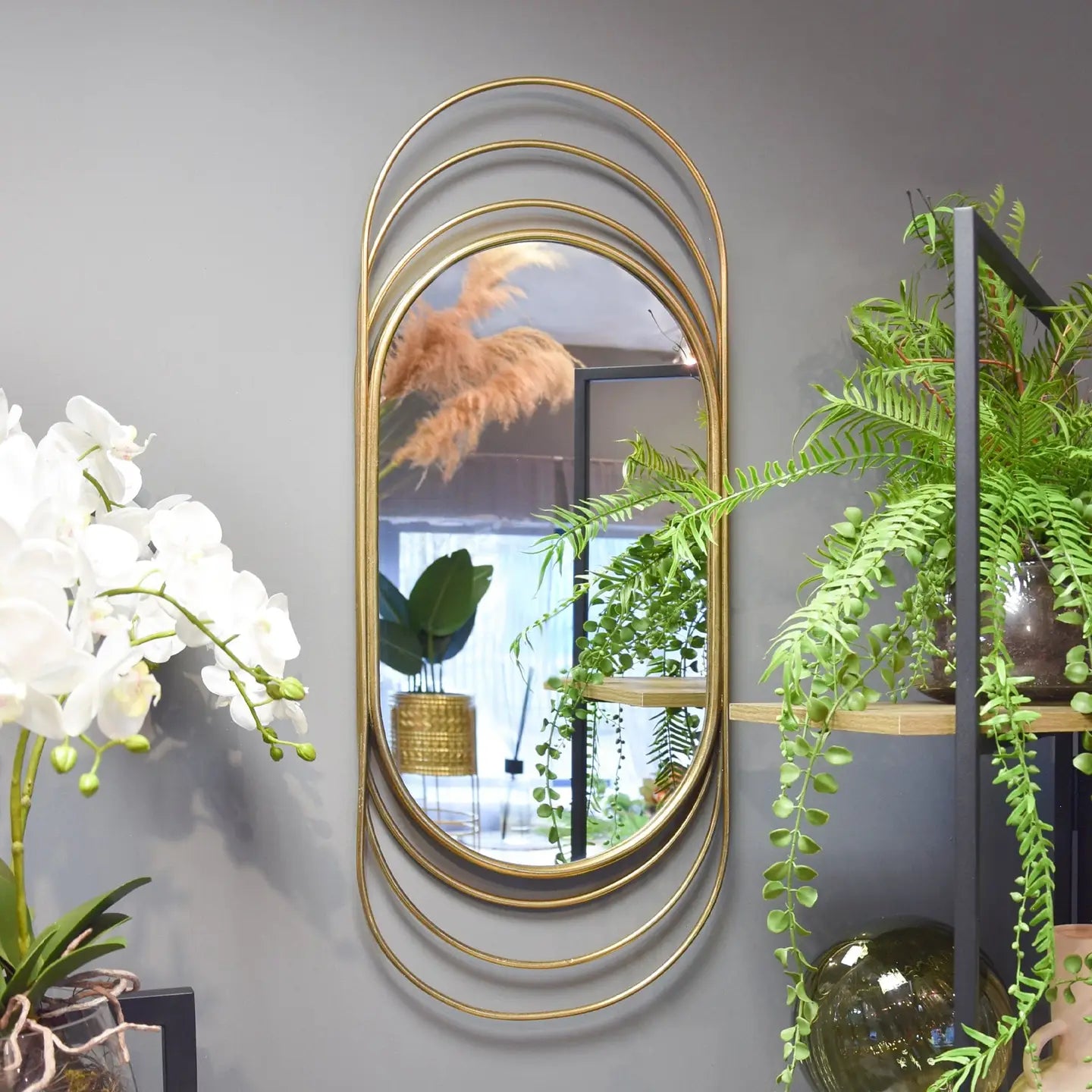 Antique Gold Oval Wall Metal Mirror