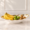 White Porcelain Serving Bowl with Gold Border - High Class Touch