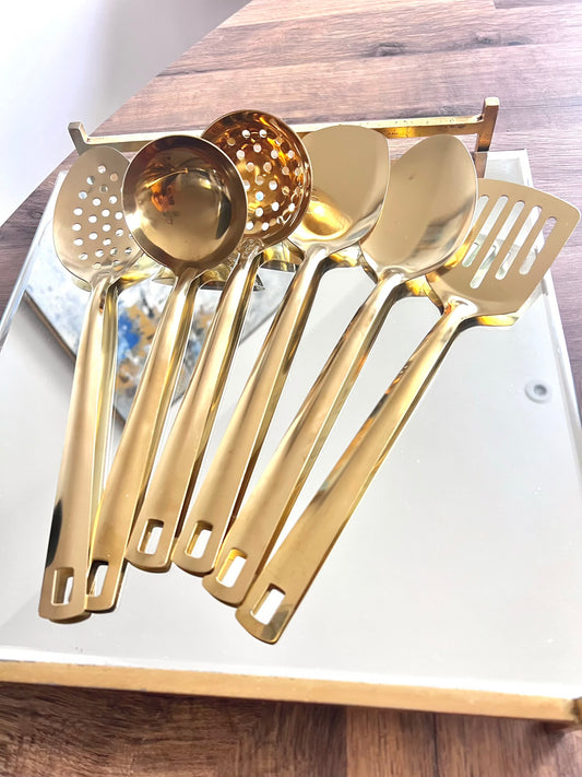 Gold Serving Utensils Spoon Set