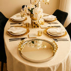 Mirror Tray Silver Border Gold Leaf Design On Handle - High Class Touch