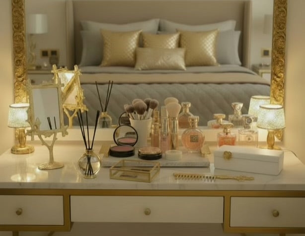 green emerald velvet dress 5-Piece Champagne Gold Bathroom Accessories Set main image 0
