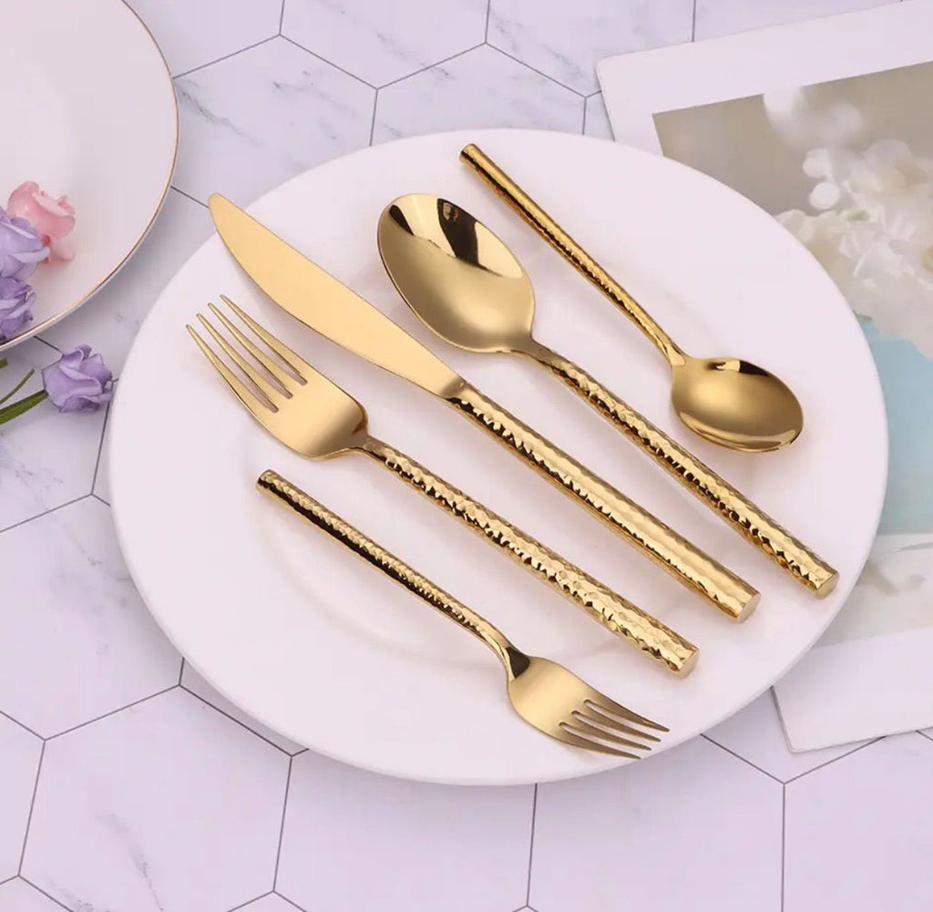 Silver and Gold handle Cutlery Set, Service For 4, 20 pcs - High Class Touch