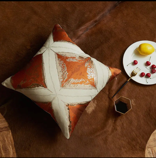 Geometric Orange Autumnal Cushion Covers