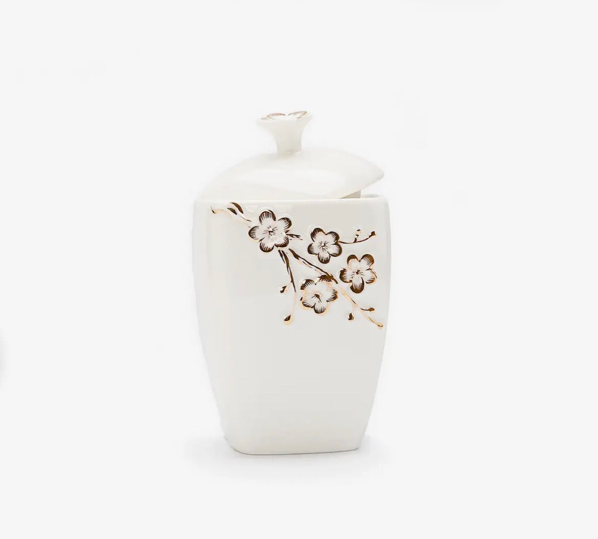 Gold Floral Sugar Jar with lid