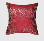Branch Design Jacquard Silk Red Cushion cover-High Class Touch