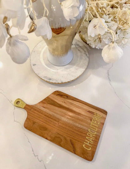 Wood Charcuterie Board Leaf Design Flat Edge