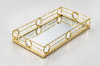Gold Rectangular Mirror Tray Loop Design - High Class Touch
