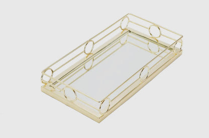 Gold Rectangular Mirror Tray Loop Design