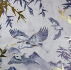 Oriental Heron Design Canvas Print with Gold Wooden Frame - High Class Touch