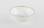 Gold Beaded Ribbed Glass Dessert Bowl - High Class Touch
