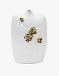 White Tall Vase Gold Flower Design