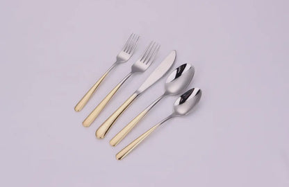 Gold Flat Handle 20 Pc Cutlery Set, Service For 4