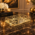 Gold Rectangular Mirror Tray Loop Design - High Class Touch
