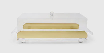 Rectangle Bread Tray with Dome, with Clear Ball Legs and Knob