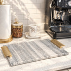 Grey marble tray with embossed gold handles and chiseled edge | High Class Touch UK