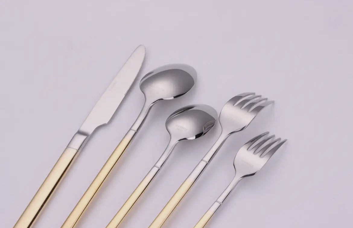 Gold Flat Handle 20 Pc Cutlery Set, Service For 4