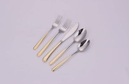 Silver with Gold Handle 20 Pc Cutlery Set, Service For 4