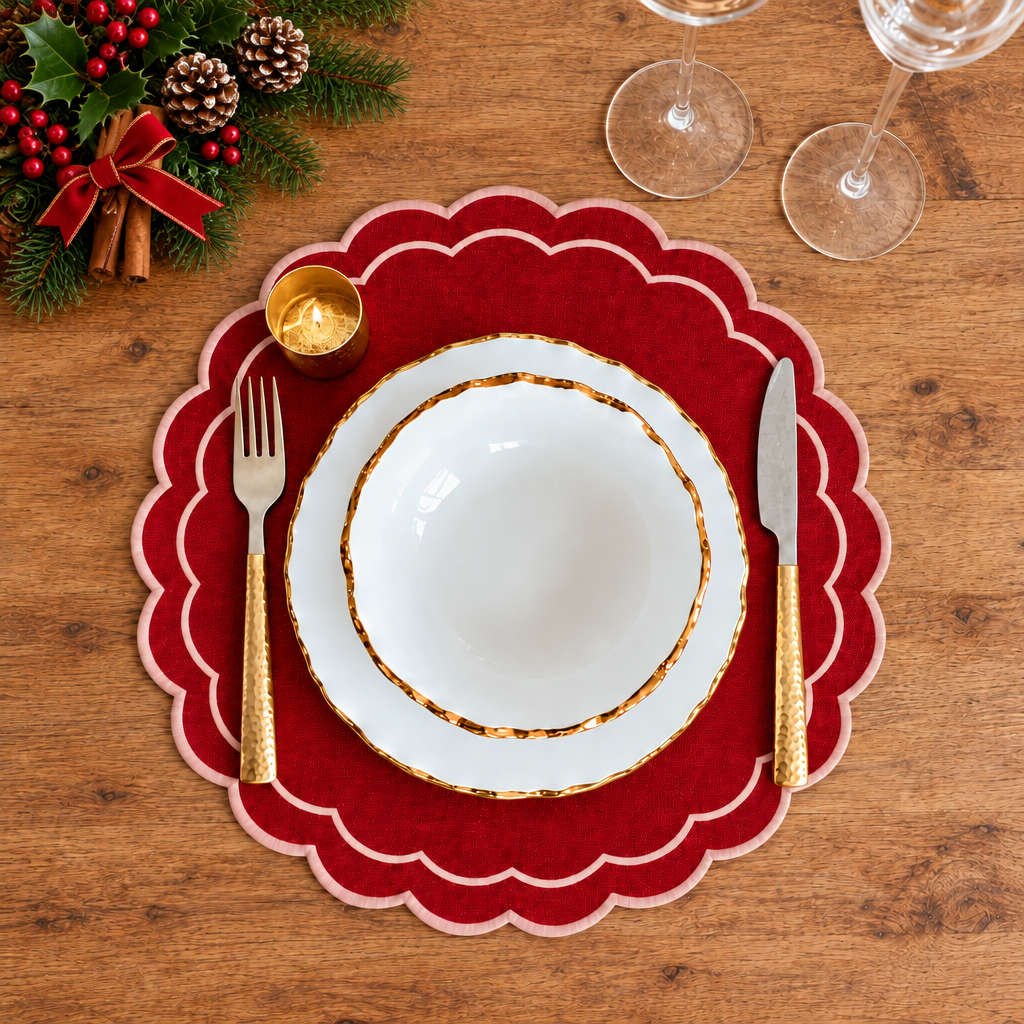 Scalloped Round Table Placemats Set of 4