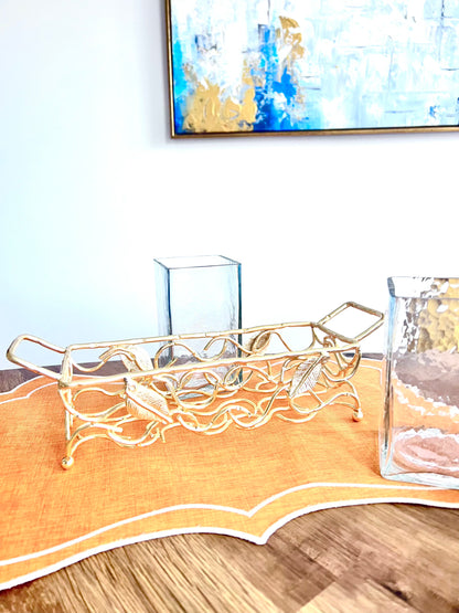 Gold Leaf Cutlery Holder With Hammered Glass Inserts (with imperfection)
