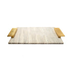Grey marble decorative tray with gold handles | Luxury home decor UK