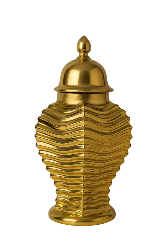 Gold Scalloped Design Ginger Jar Small (with imperfection)