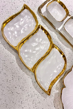 Gold rim white porcelain serving dish | High Class Touch UK