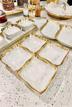 Porcelain white and gold serving dish | Elegant table accessory UK
