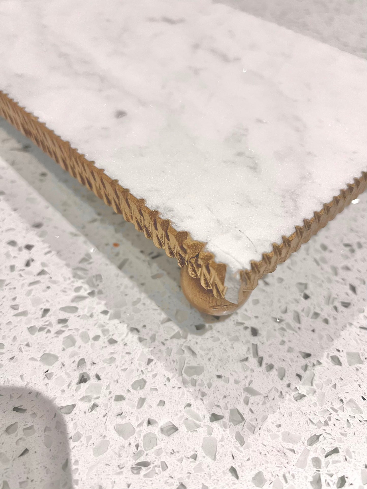 Rectangular Marble Tray With Gold textured Edge (with imperfection)