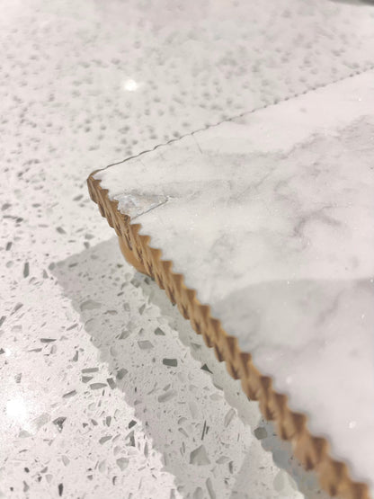 Rectangular Marble Tray With Gold textured Edge (with imperfection)