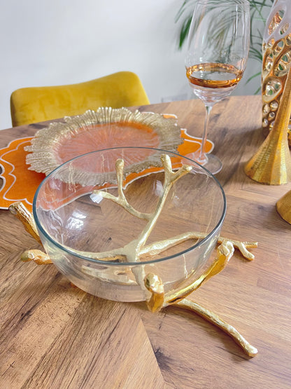 Gold Twig Base Removable Glass Bowl