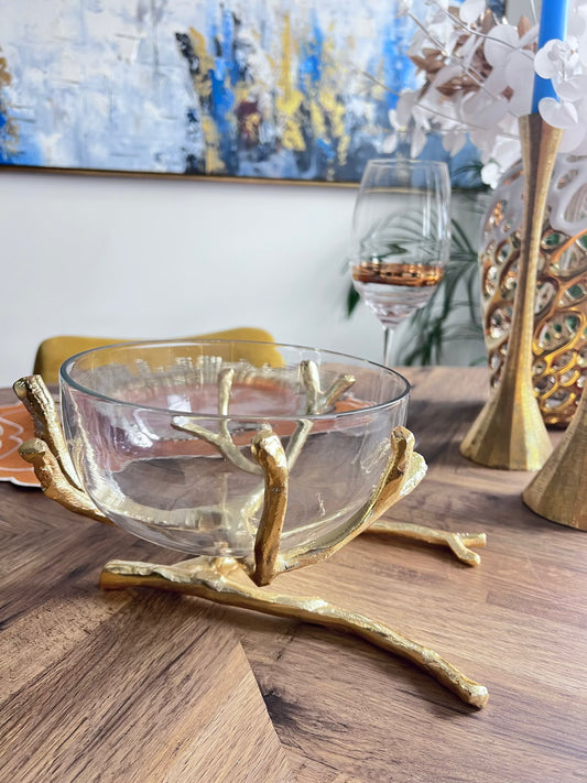Gold Twig Base Removable Glass Bowl