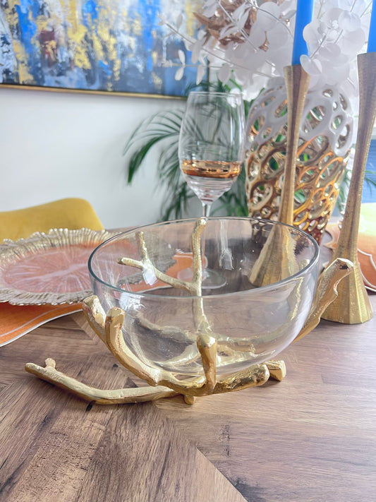 Gold Twig Base Removable Glass Bowl