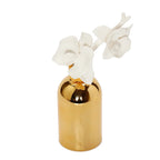 Gold Bottle Diffuser with Gold Cap/White Flower - High Class Touch