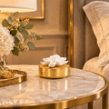 Gold Hemispheric Shaped Diffuser with White Flower - High Class Touch