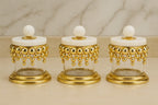 Hammered glass canister with gold beaded design and marble lid | Set of 3 sizes UK