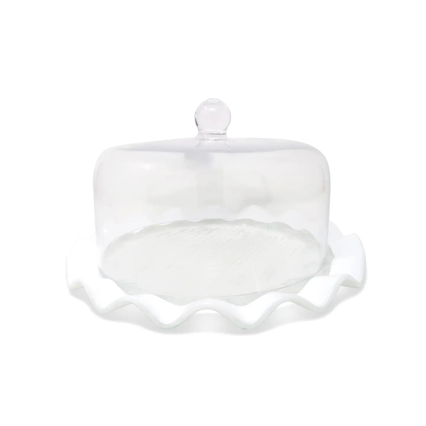 Glass Cake Dome with Scalloped Border