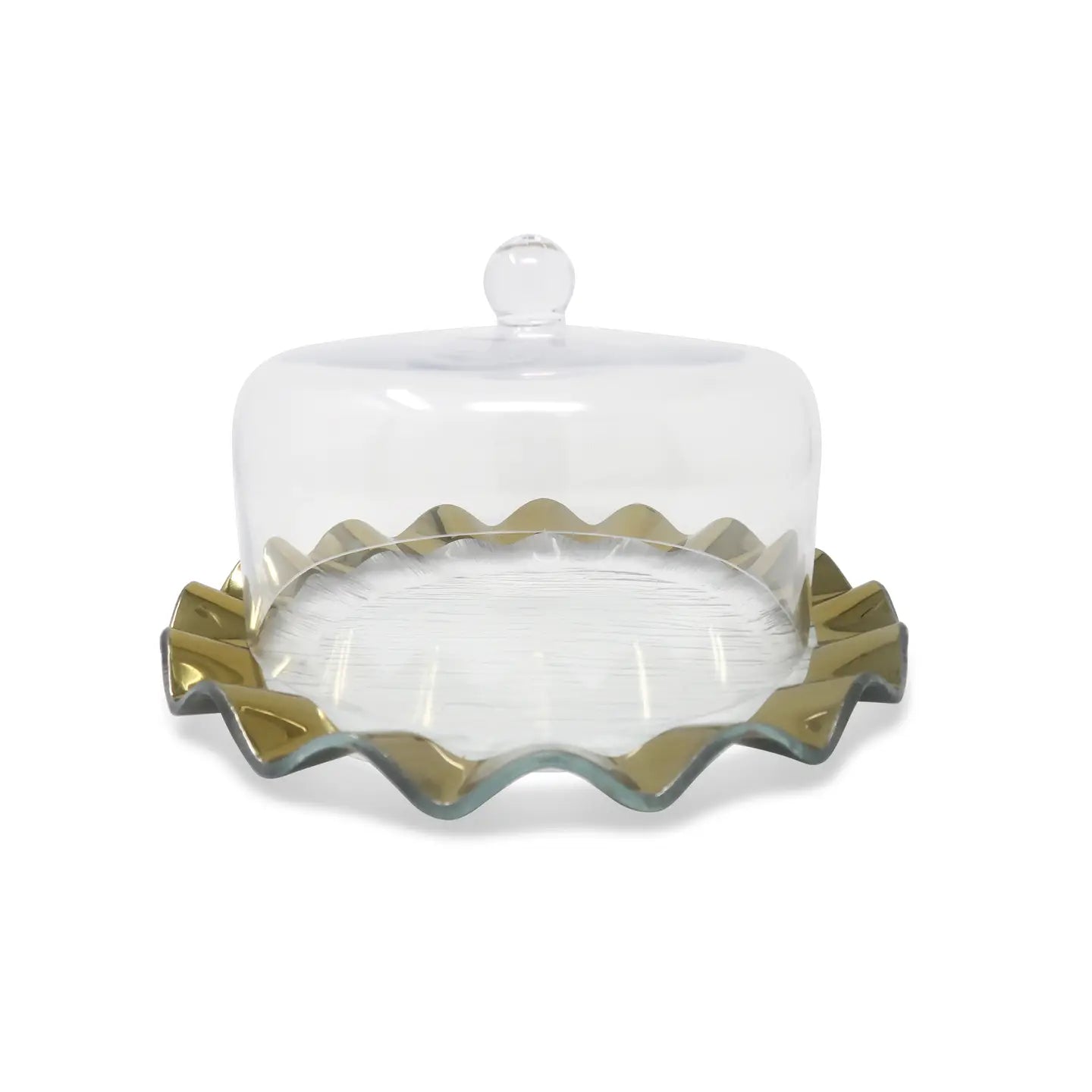 Glass Cake Dome with Scalloped Border