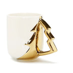 White Coffee Mug with Gold Tree Handle, 19 oz - High Class Touch