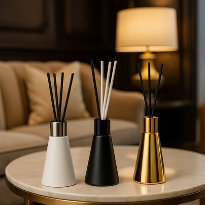 S/3 Diffusers- White/Black/Gold - Assorted Scents