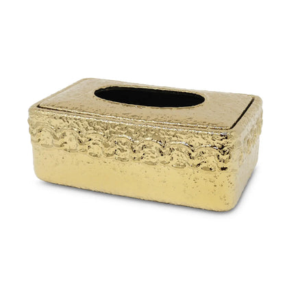 Hammered Design Gold Ceramic Tissue Box