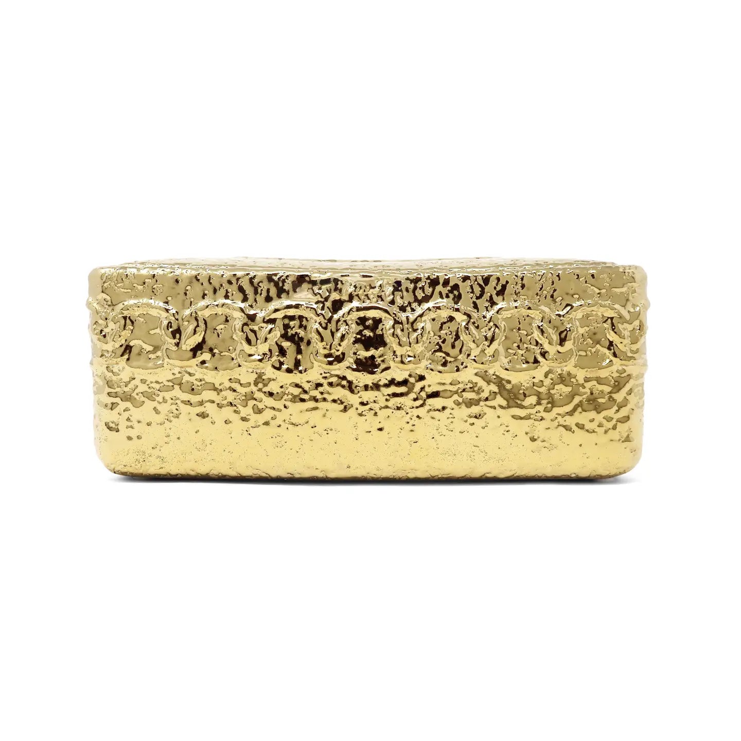 Hammered Design Gold Ceramic Tissue Box